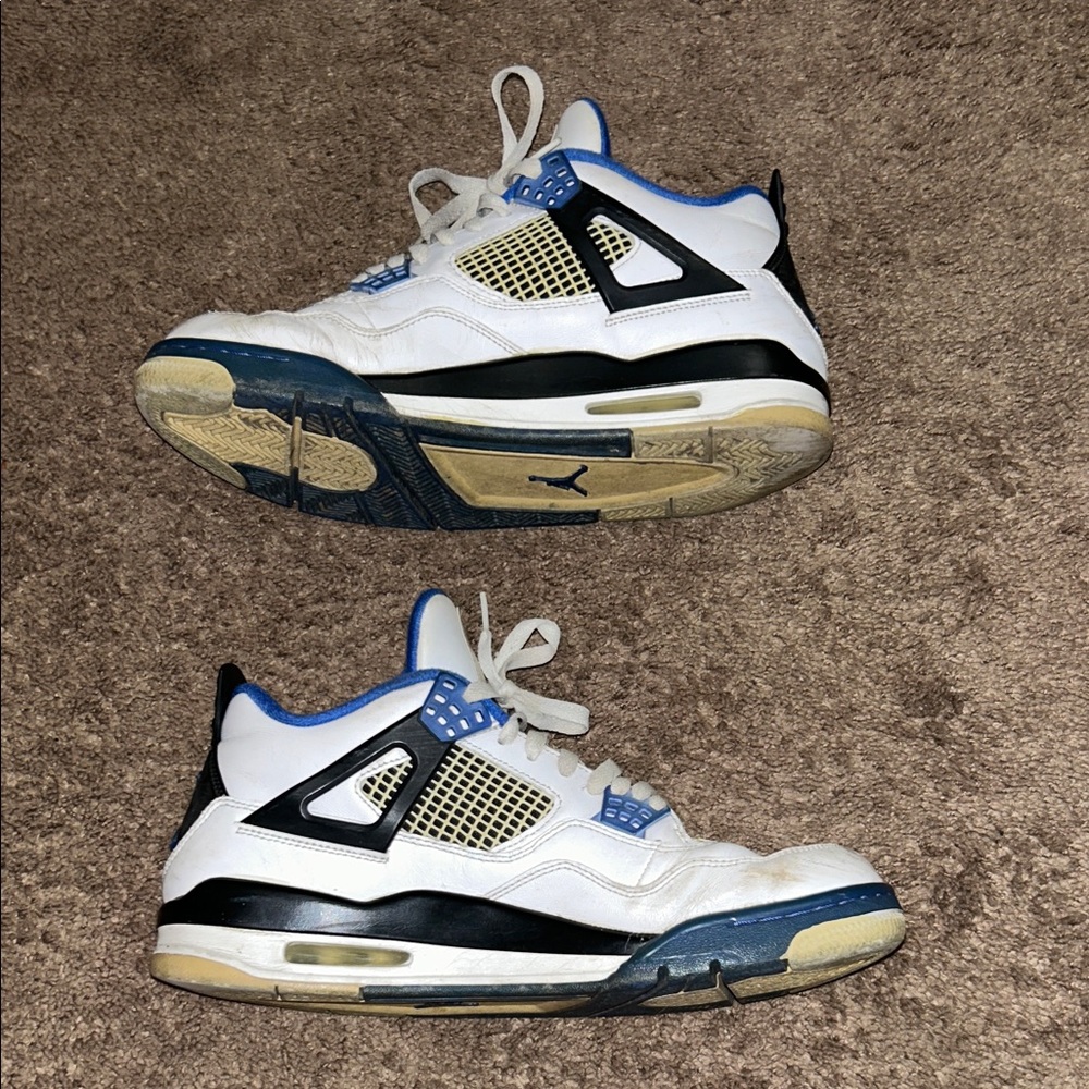 Jordan 4 Motorsport, very used but still wearable and can be cleaned easily.